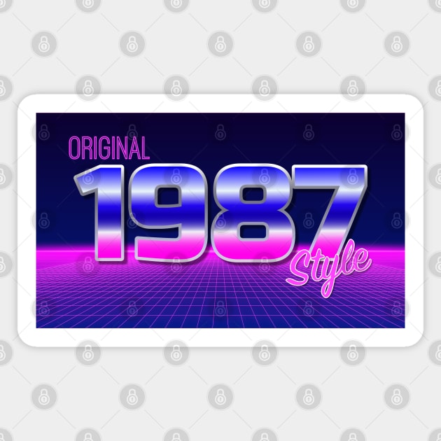 Original 1987 Style - 80s Neon Grid Nostalgia Sticker by thejamestaylor